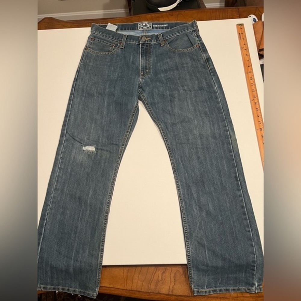 EUC Levi's Jeans Mens 34x40 Slim Straight Leg Blue Stretch Denim Mid‎ Rise (C1)